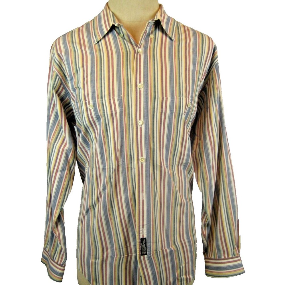 Mens Preswick & Moore Cotton LS Striped Casual Shirt sz L